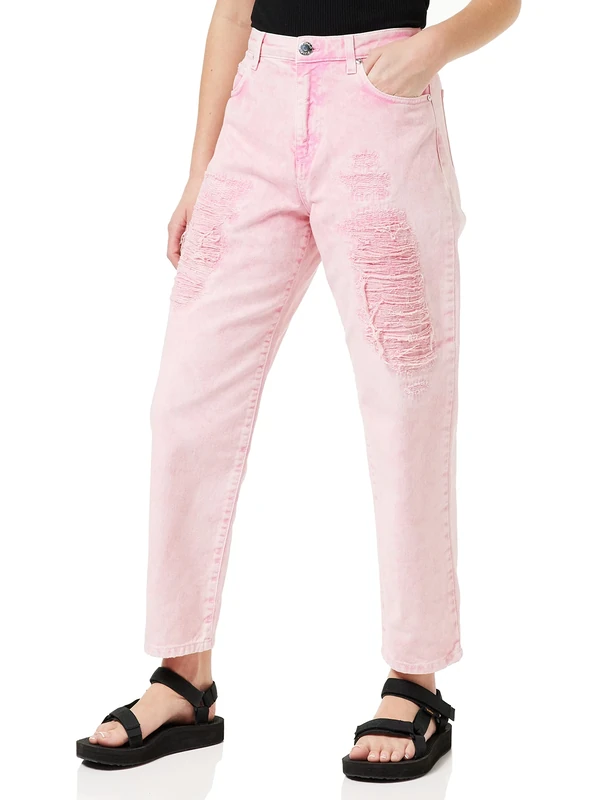 Pinko Women's Maddie MOM Bull ROTTURE E RAMM Jeans, P44_ROSA CHIARO, 33