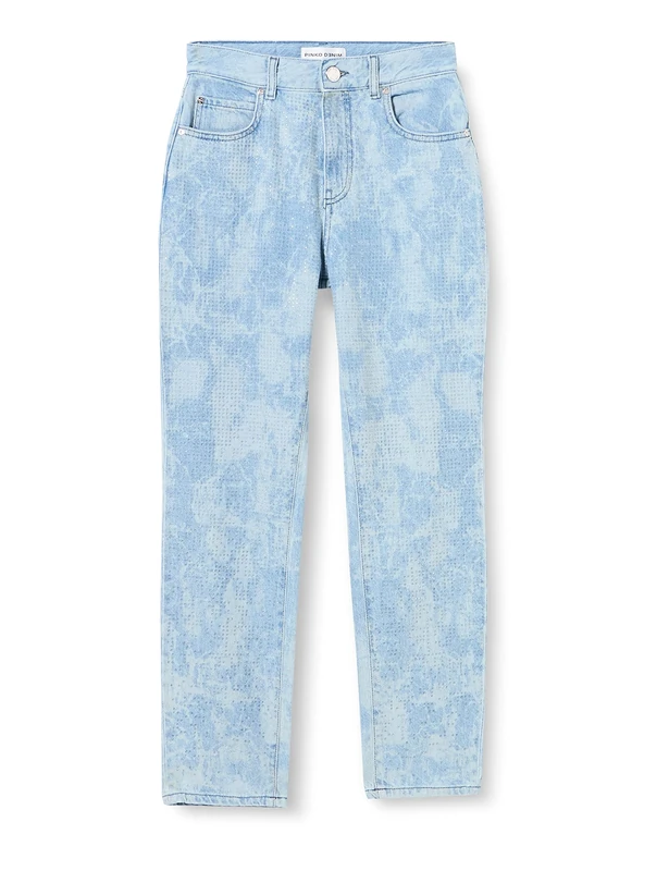 Pinko Women's Giano Giubbino Pelle E Drill Stretch Jeans, Ze5_Bianco/Azzurro, 26