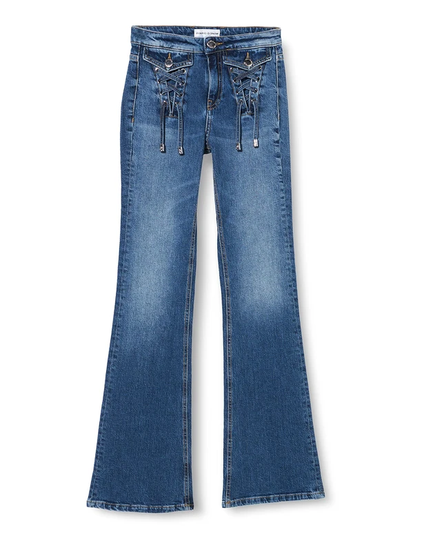 Pinko Women's Zumba Denim Pants with STRI Jeans, Pju_wash Vintage Medium, 14 - Image 1
