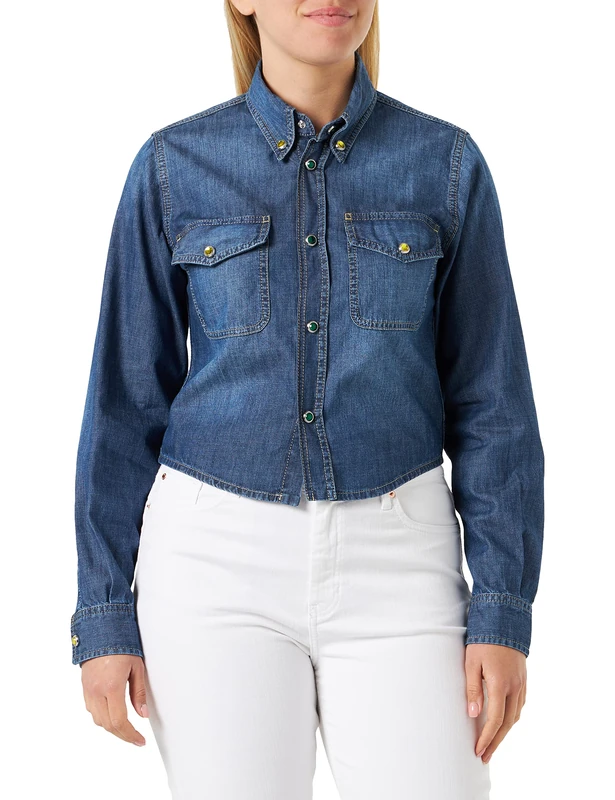 Pinko Women's Fencing Light Denim Shirt, Pjd_wash Medium, 18 (XXL)