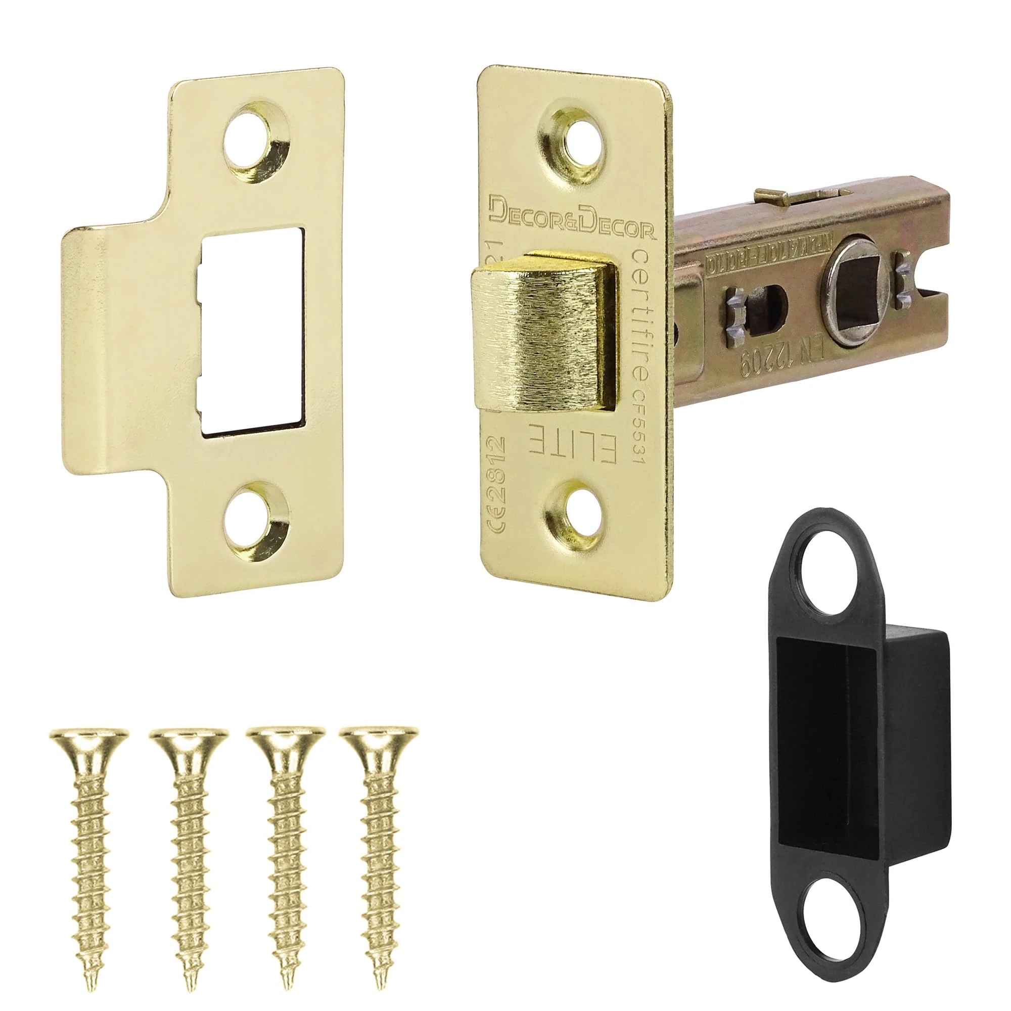 Decoranddecor 3 Inch Tubular Mortice Latch for Internal Doors, Fire Rated - 1 Pack - 57 mm Back Set - 76 mm Overall Length- Polished Brass