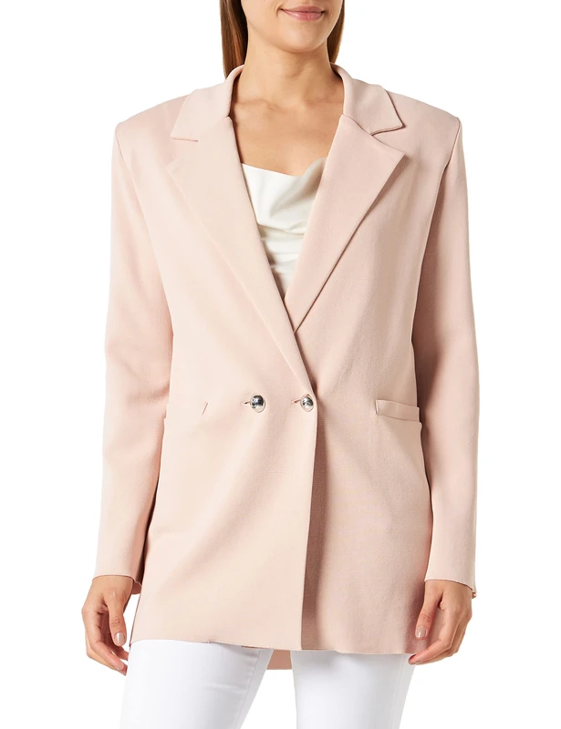 Pinko Women's Turndown Jacket Punto Milano T Business Suit, N97_Pink-Rose Smoke, S