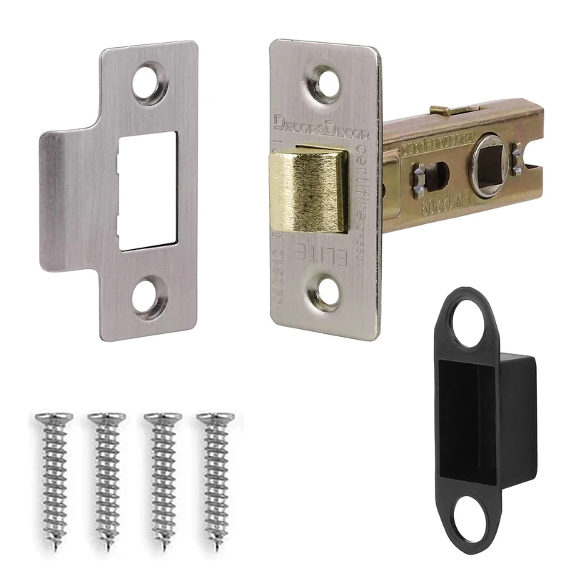 Decoranddecor 2.5 Inch Tubular Mortice Latch for Internal Doors, Fire Rated - 1 Pack - 44 mm Back Set - 64 mm Overall Length - Satin Nickel