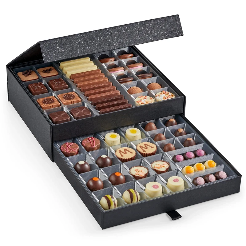 Hotel Chocolat Classic Cabinet 600g - Assortment of 61 Milk, White and Dark Chocolates - Large Chocolate Gift Box for Birthday, Anniversary, Thank You