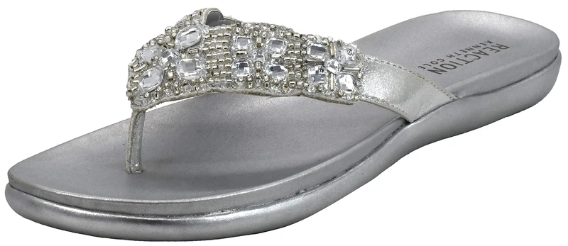 Kenneth Cole REACTION Women's Glam-athon Thong Sandal, Silver, 5.5 UK - Image 1