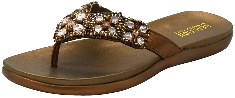 Kenneth Cole Reaction Women's Glam-athon Thong Sandal, Bronze, 7 UK