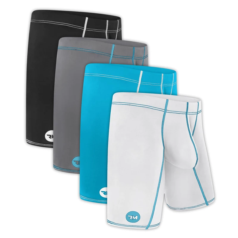 Real Men Athletic Underwear with Support Pouch - 1 or 4 Pack 9in Nylon Briefs - Size B or D Pouch - XS-5XL, D Pouch 4 Pack- Black White Grey Cyan, M - Image 1