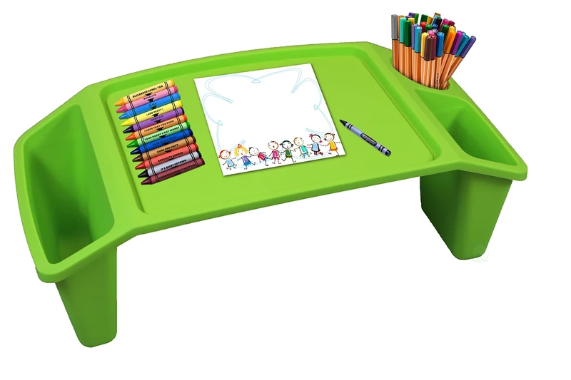 Basicwise Kids Lap Desk Tray, Portable Activity Table, Green, Set of 12 (QI003253G.12)