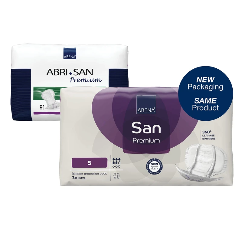 ABENA San Premium Mens & Womens Incontinence Pads, Breathable & Comfortable, Fast Absorption, Discreet & Effective Shaped Incontinence Pads for Men/Women - Premium 5, 1200ml Absorbency, 4x 36PK
