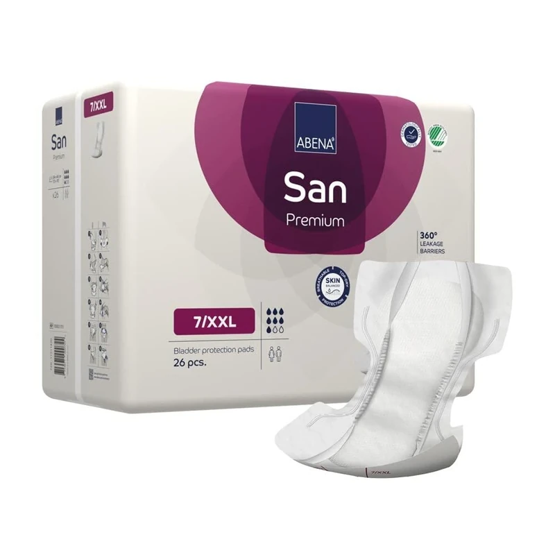 ABENA San Premium Mens & Womens Incontinence Pads, Breathable & Comfortable, Fast Absorption, Discreet & Effective Shaped Incontinence Pads for Men/Women - Air Plus, 11, XL2, 4x 16PK