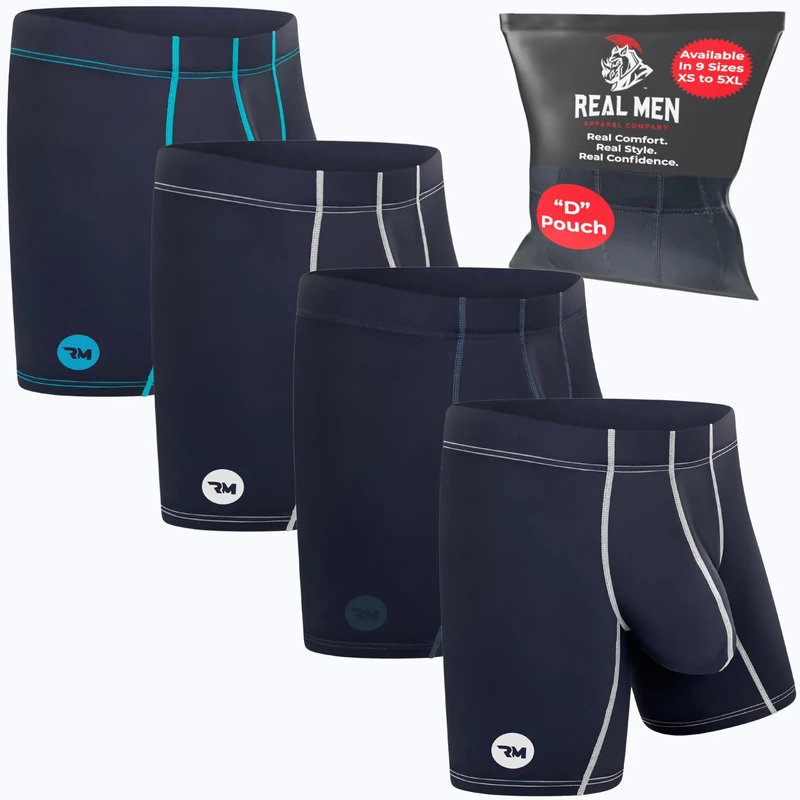 Real Men Bulge Enhancing Underwear for Men – 1 or 4 Pack Set 6-7 Inch - Ice Silk Mens Boxer Briefs with Size D Pouch, Gunmetal Grey 6 Inch 4 Pack D Pouch, L