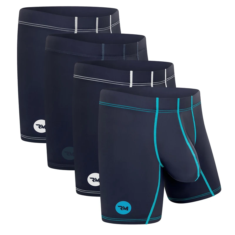 Real Men Bulge Enhancing Pouch Underwear for Men – 1 or 4 Pack Set 6-7 Inch- Ice Silk Mens Boxer Briefs with Size D Pouch, D Pouch 4 Pack- Gunmetal Grey, M