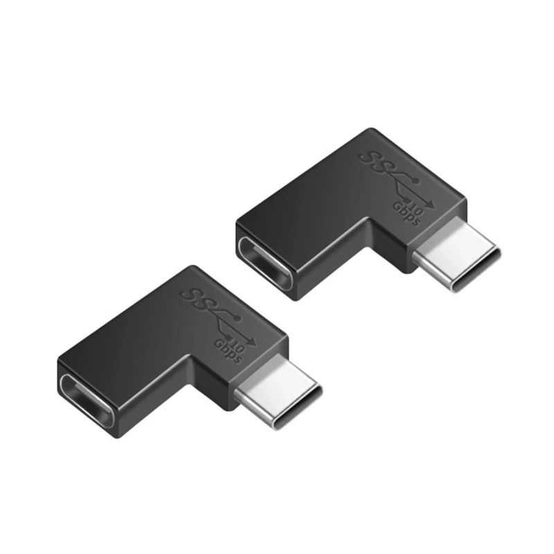 iJiZuo 2PCS USB C 90° Adapter Type C Female to Male Right Angle Coupler, USB C Right Angle Adapter, 10Gbps Male to Female Extension Extender, Compatible for Laptop & Tablet & Phone with Type-C port