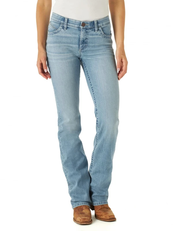 Wrangler Women's Willow Mid Rise Performance Waist Boot Cut Ultimate Riding Jean, Light Wash, 11-32