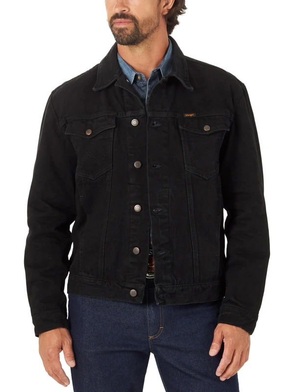 Wrangler Men's Cowboy Cut Western Unlined Denim Jacket, Shadow Black, L UK