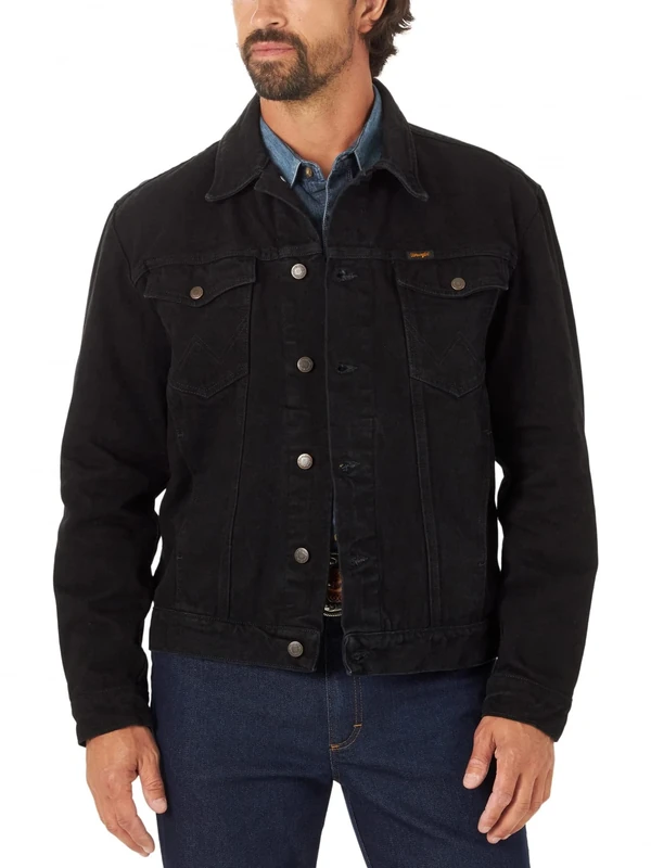 Wrangler Men's Cowboy Cut Western Unlined Denim Jacket, Shadow Black, M