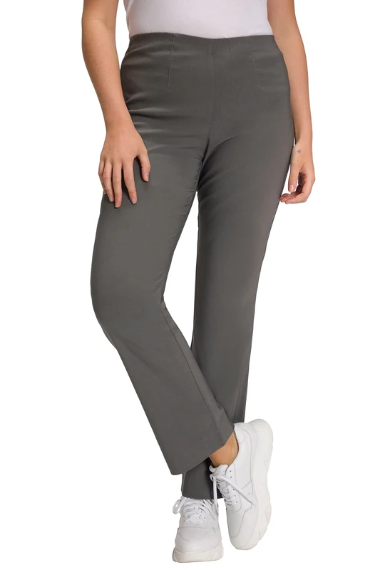 Ulla Popken Women's Bengalin Trousers Pull, Grey Taupe, 56W / 34L - Image 1