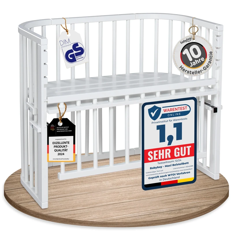 babybay Maxi Comfort Plus Co-Sleeping Bed White Painted