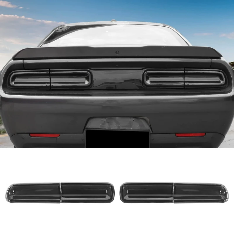 RAZPOY Smoked Tail Light Covers Compatible with Dodge Challenger Accessories 2015-2024, Smoked Black