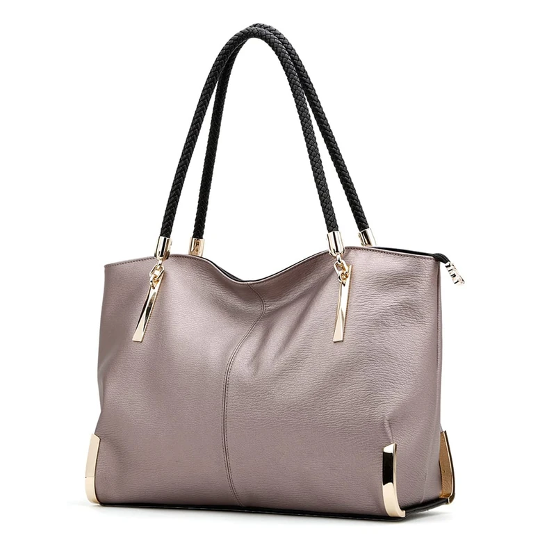 FOXLOVER Large Capacity Tote Handbags for Women, Women's Top-handle Bags Fashion Shoulder Bags Purses Minimalist design, Rose Gold-pearlescent, L