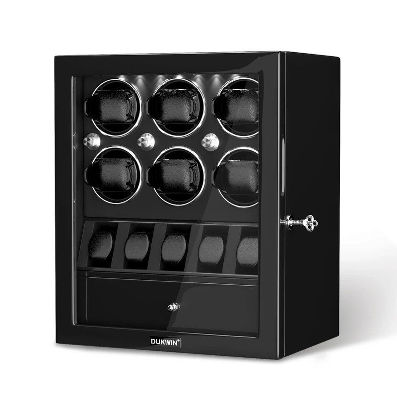 DUKWIN Lockable Watch Winder for 2/4/6/8 Watches - Quiet Motor & Box