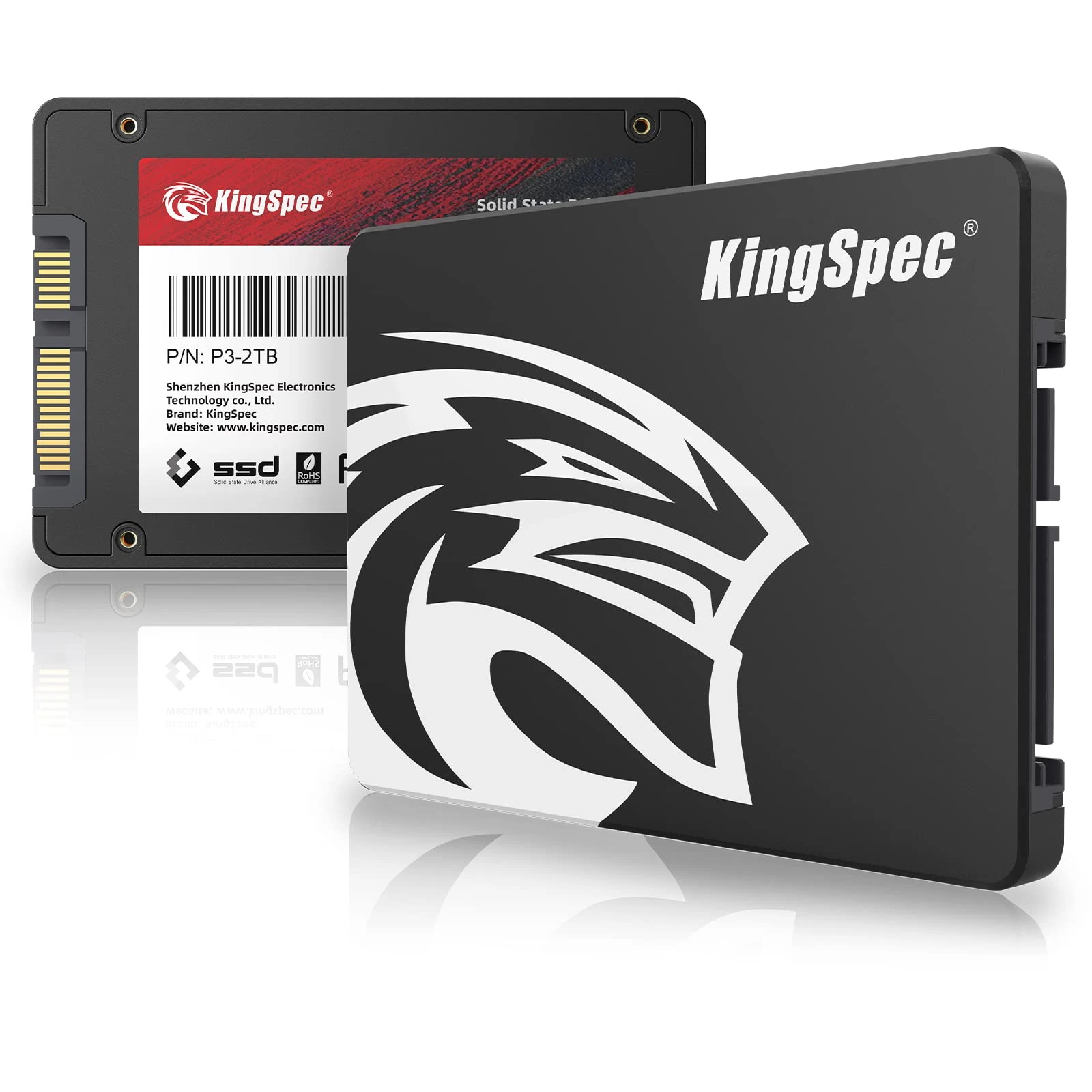 KingSpec 2TB 2.5" SATA III 6Gb/s SSD, Read Speed up to 550MB/s, 3D NAND Flash Internal Solid State Drive for Desktop & Laptop