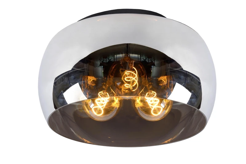 LUCIDE Olivia - Flush Ceiling Light - Ø 40 cm - 3xE27 - Smoke Grey