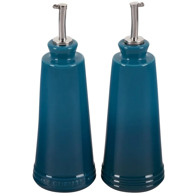 Le Creuset Signature Stoneware Oil & Vinegar set, 10 oz. each, Deep Teal