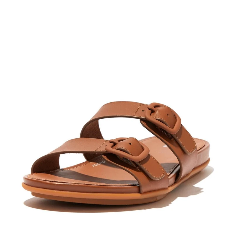 Fitflop Gracie Rubber Buckle 2 Bar Leather Slide - Image 1