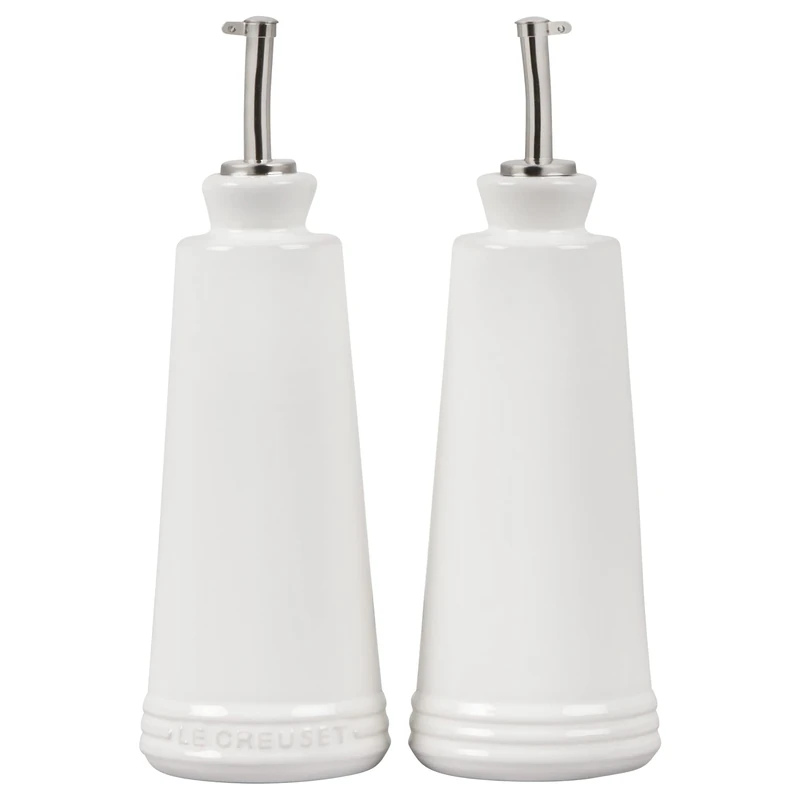 Le Creuset Signature Stoneware Oil & Vinegar set, 10 oz. each, White