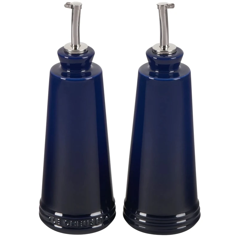 LE CREUSET Signature Stoare Oil & Vinegar set, 10 oz. each, Indigo