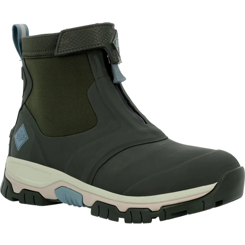 Muck Boots Female Apex Mid Zip Wellington, Moss, 5