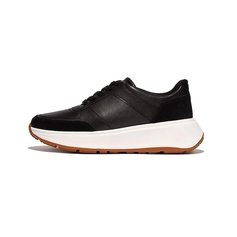 F-Mode Leather/Suede Flatform Sneaker Black