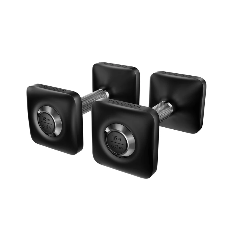 Peloton Dumbbells | Ergonomically Designed Pair of Cast Iron Weights With Urethane Coating and Nonslip Grip, Available in Set of Two, Black, 6.8 kg
