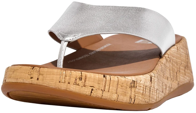 Fitflop F-Mode Leather/Cork Flatform Toe-post Sandal