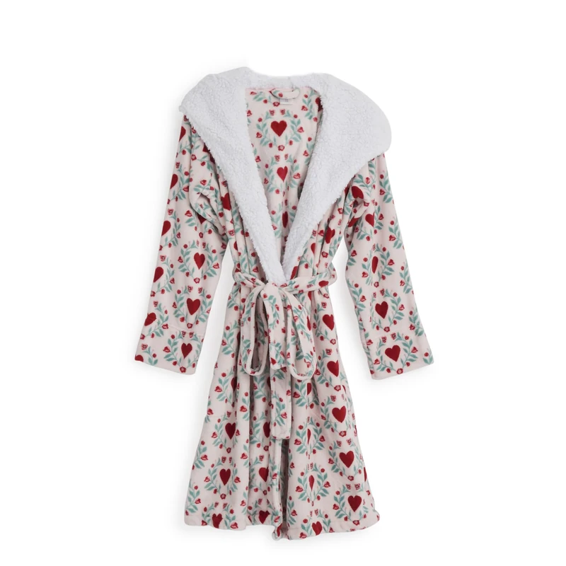 Vera Bradley Women's Cozy Life Hooded Robe (Extended Size Range) Bathrobe, Imperial Hearts Pink, S-M