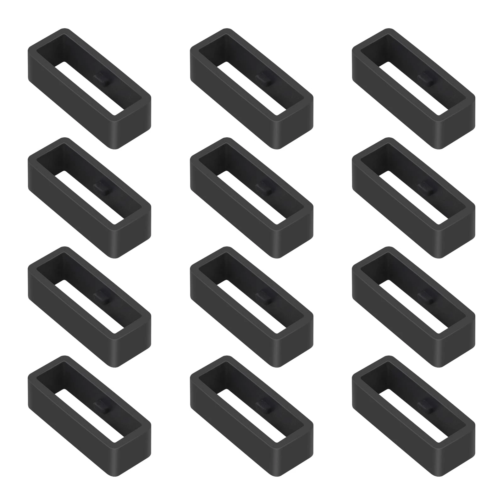 Vicloon Watch Band Holder, 12 Pack Silicone Watch Band Retainer Loop, 20mm Smartwatch Band Strap Loop (Black)