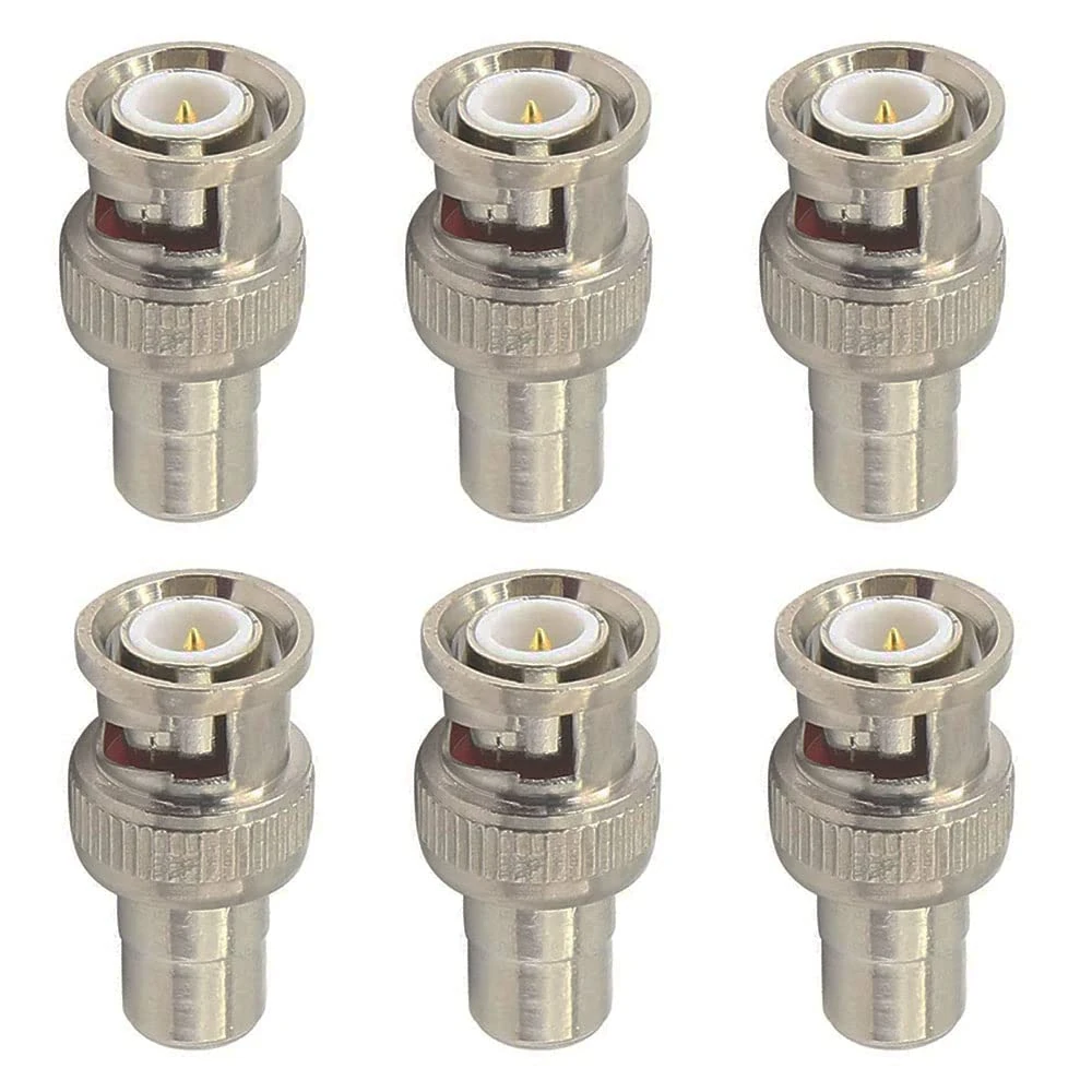 Ysruanh 6-Piece RCA to BNC Adapter Set - RCA Female to BNC Male Video Adapter Connection for CCTV Camera System