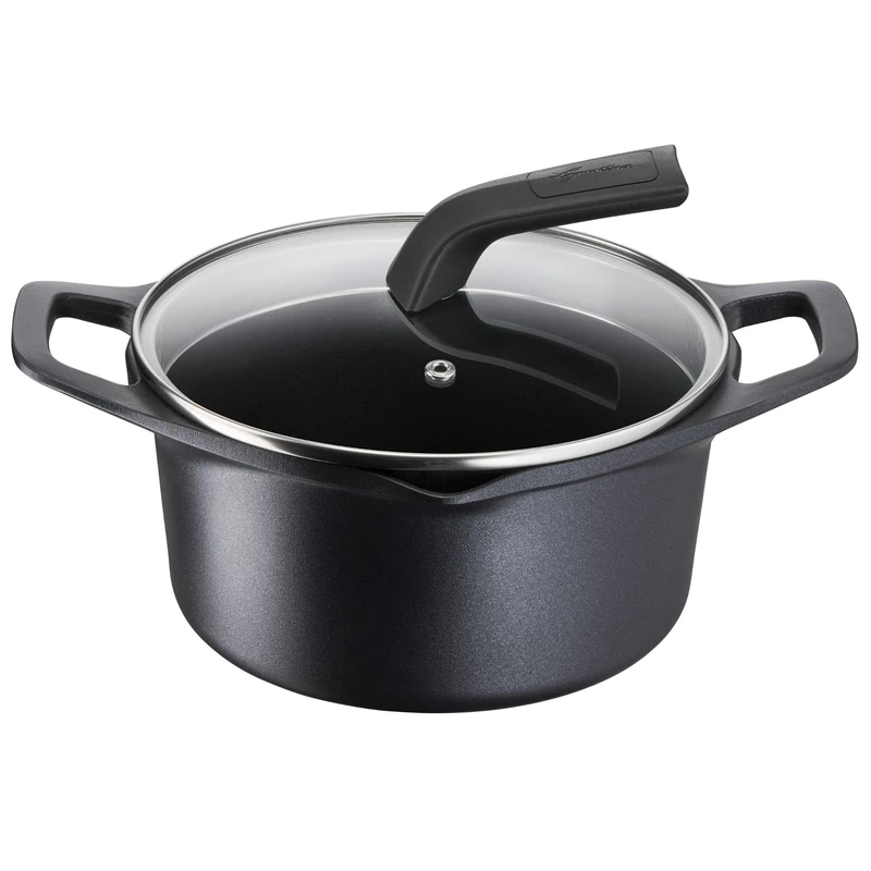 Lagostina Aroma Deep Casserole with 2 Handles with Lid, Die-Cast Aluminium Pot Ø20 cm, Induction Pot, Gas and Oven with Thermo-Signal Cooking, Titanium Coating, Glass Lid