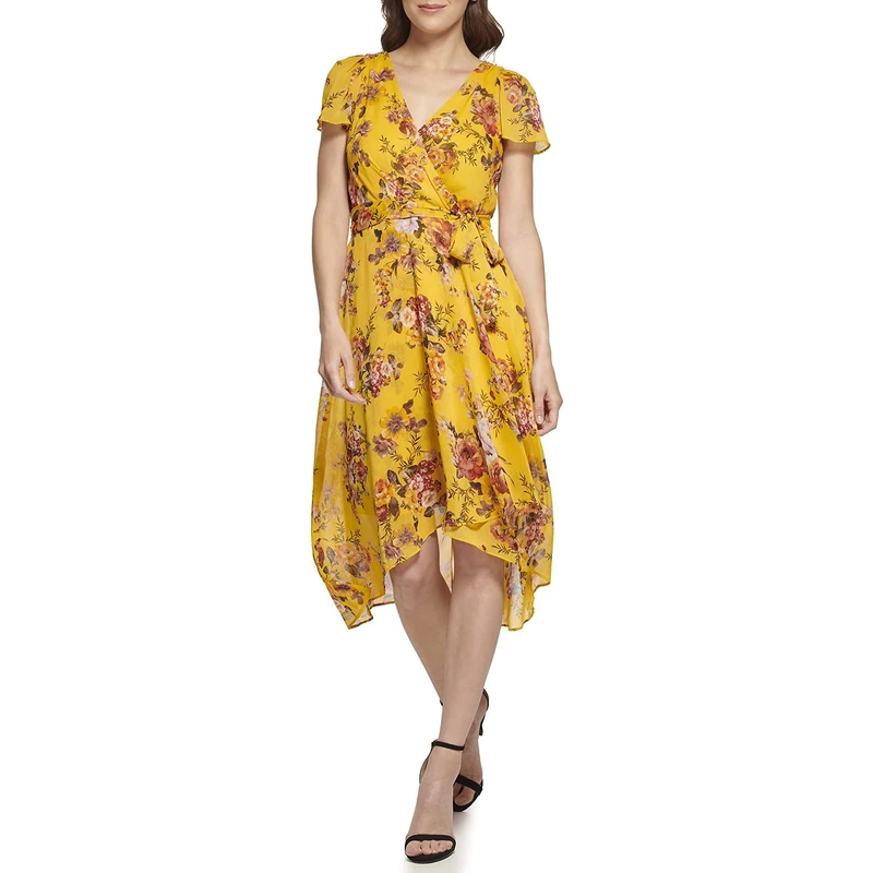 DKNY Women's Dd2g9154-7gm-8 Dress, Gold Multi, 12