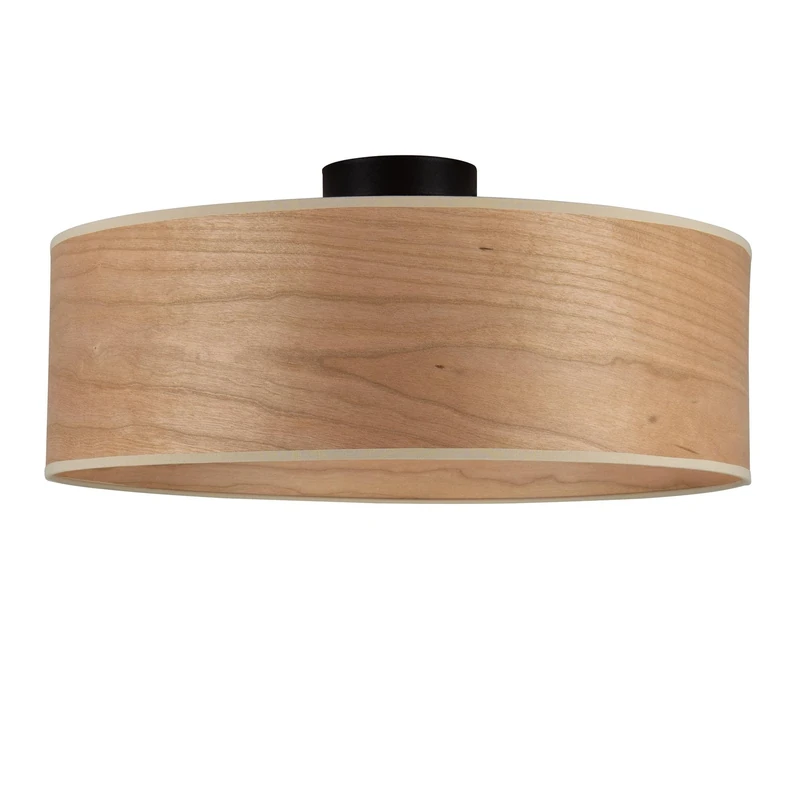 Sotto Luce Tsuri Nordic Style Ceiling Light with 1 Light Cherry Wood Veneer Black Base 1 x E27 Diameter 45 cm