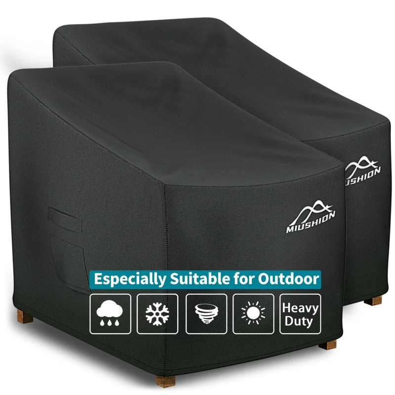 Miushion 2 Pack Patio Chair Covers, 40" W x 40" D x 36" H Heavy Duty 600D Outdoor Deep Seat Lounge Club Chair Cover, Waterproof UV Resistant Outdoor Patio Chair Furniture Cover, Black
