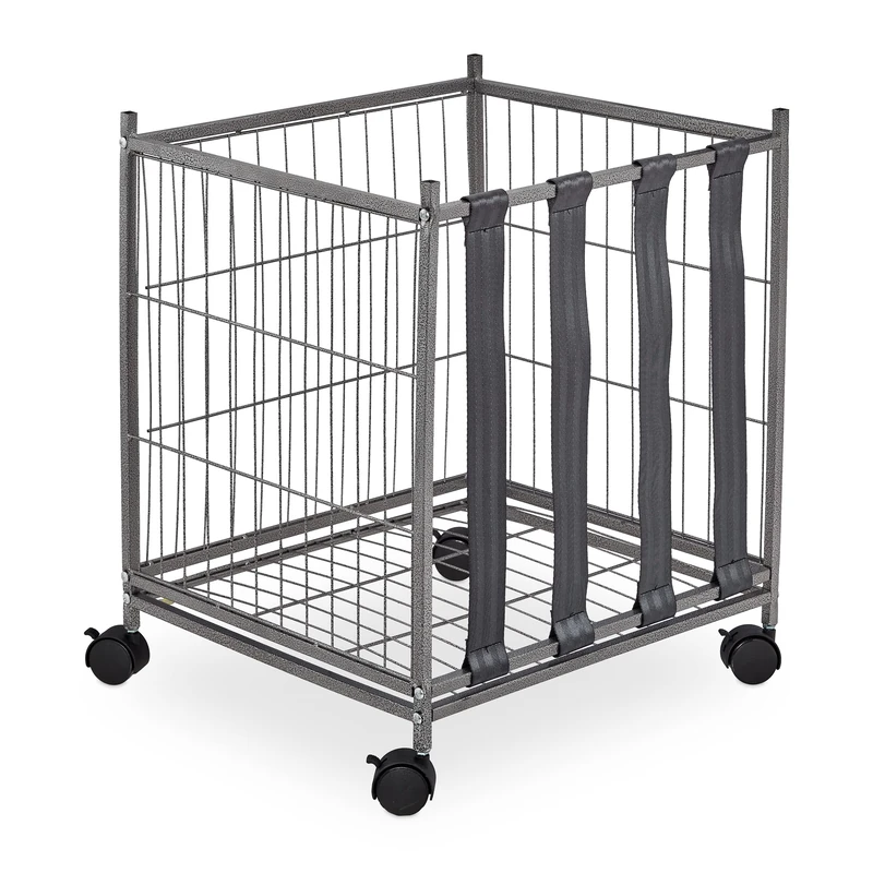 Relaxdays Ball Trolley, 4 Castors, HxWxD: 60 x 50 x 45 cm, Grid Cart for Football, Basketball, Volleyball, Metal, Grey