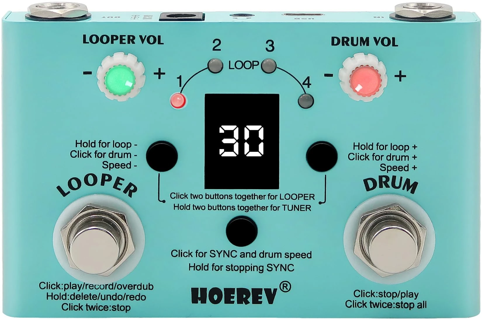 Hoerev Drum Looper Tuner Effect Audio Workstation Guitar Pedal