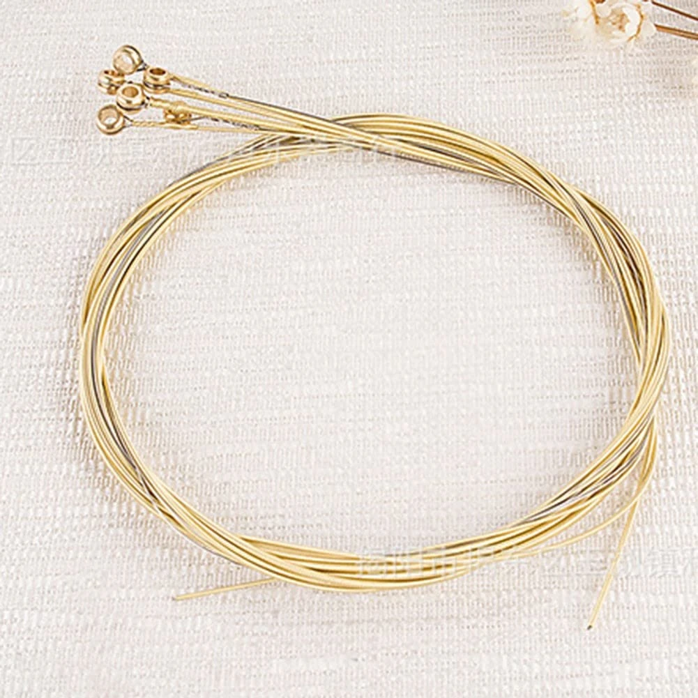 DAZZLEEX Guitar Strings, Colorful Acoustic Guitar Strings Replacement String（1 Sets of 6Pcs ） Gold
