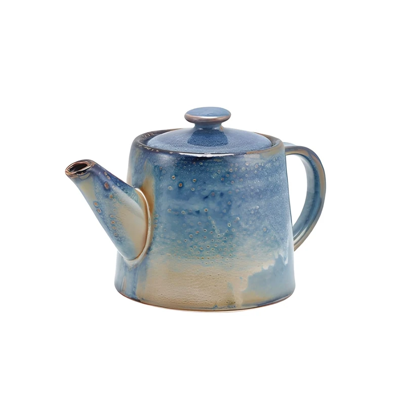 Genware TP-PBL50 Terra Porcelain Teapot, Aqua Blue, 500mL Capacity, Pack of 6