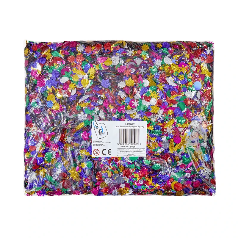 Creativity Inspired Sequins and Spangles 2kg Pack, Assorted Sizes, Shapes & Colours, Crafting, Scrapbooking, Ideal for Hobbyists and Professional Crafters, Adults & Kids