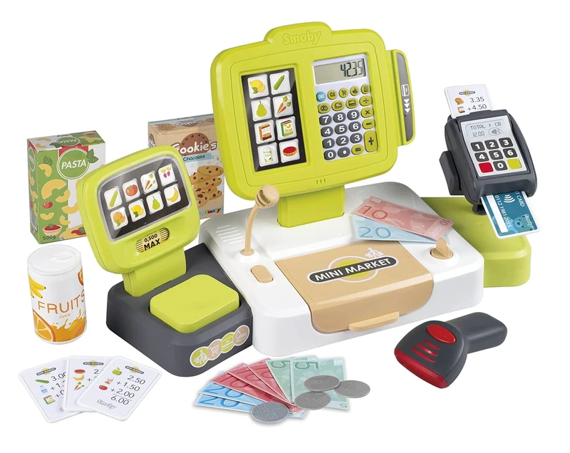Smoby Interactive Kids Cash Register Toy with 30 Accessories - Image 1