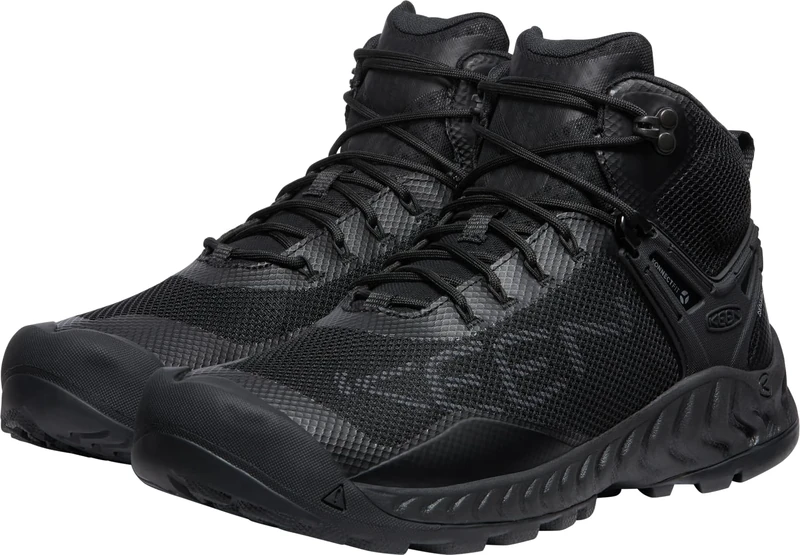 KEEN Men's NXIS Evo Mid Height Waterproof Fast Packing Hiking Boots, Triple Black, 6.5