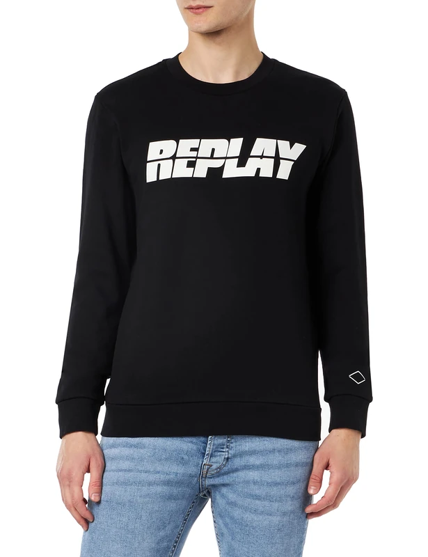 REPLAY Men's M6522 Sweatshirt, Black 098, S
